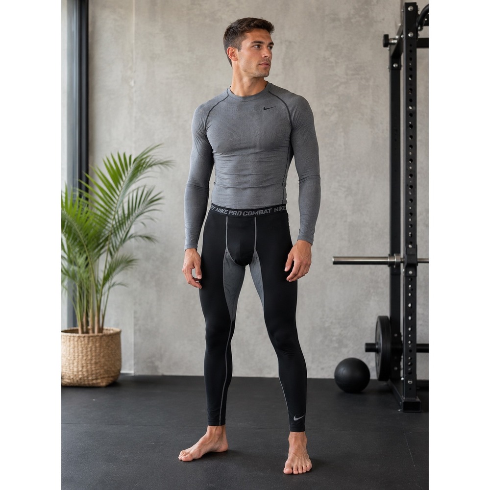 Nike Pro Combat Dri-FIT Mens‎ Compression Black Grey Leggings XL sporty
